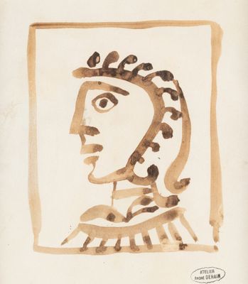 an image of a drawing of a woman ' s face with a crown on her head
