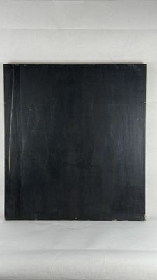 a black and white painting on a wall next to a window