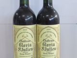 two bottles of wine sitting on top of a counter next to each other