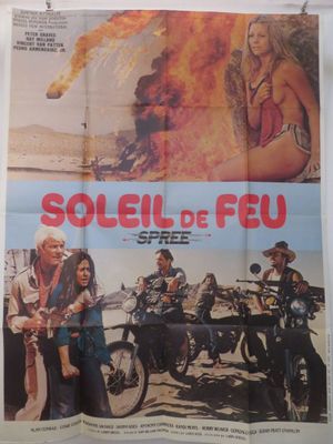 une vieille affiche de cinéma représentant un groupe de personnes à moto