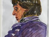 tableau représentant une femme vêtue d'une veste violette, les yeux fermés