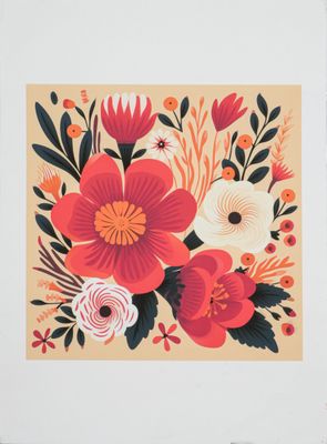 a picture of a picture of flowers on the wall
