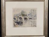 an image of a painting of a bridge over a body of water