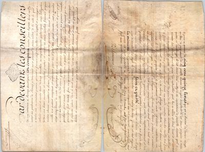 an old document with writing on it sitting on top of a table