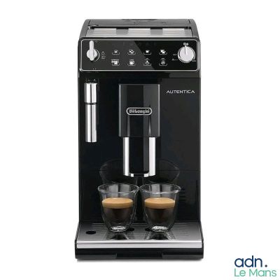 delong coffee machine with two cups of coffee in front of it