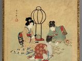 an image of a painting of two women sitting on the ground