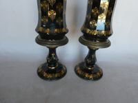 Paire de lampes à pétrole en verre doré à pans à décor de pa… (photo 2)