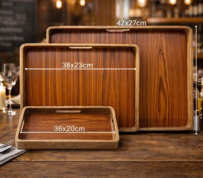 lot de 3 plateaux de service en bois