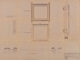 une image représentant un dessin d'une pièce avec une fenêtre et une porte