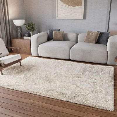 La Redoute - Tapis NEUF : Design Shaggy Aspect laineux blanc…