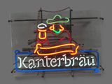 a neon sign that says kantterkraai with a dog on it