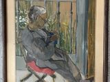 tableau représentant un homme assis sur une chaise devant une fenêtre