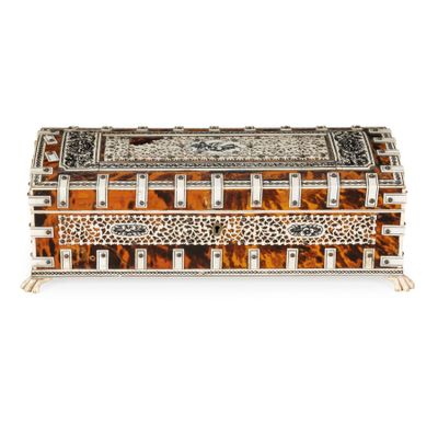 Coffret EN Bois EntiÈRement Recouvert D'ÉCaille ET D'Ivoire,…