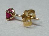 boucles d'oreilles à clous plaquées or, ornées d'une pierre rose au centre