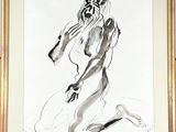 painting of a nude woman in a gold frame on a white background