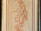une image représentant le dessin d'un homme portant un chapeau et une canne