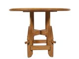 a close up of a wooden table with a white background