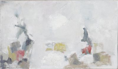 une image représentant un tableau où l'on voit un homme et une femme marchant dans la neige