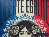 a poster of a woman with flowers on her head