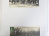 two pictures of people riding horses in a parade