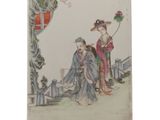 une image représentant un tableau où l'on voit une femme et un homme assis sur un banc