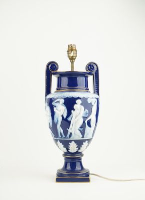 an image of a blue and white vase on a table