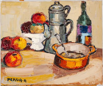 Alfred PERSIA (1933-2021) : Nature morte à la cafetière et a… - Photo 1