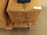 a stack of boxes sitting on a pallet in a warehouse
