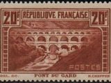 a stamp with a picture of a bridge on it