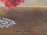 a painting of flowers in a vase on a table