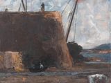 an image of a painting of a boat in a body of water