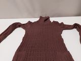 the sweater is brown and has long sleeves on it