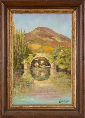 André CARTAYRADE (1921-2016) La Nive à Bidarray, 1987