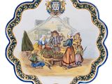 a plate with a picture of a family on it