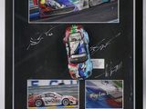 signed autographed photograph of a race car with multiple photos
