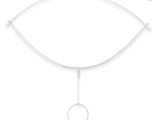 silver plated choke necklace with a circle pendant on a white background