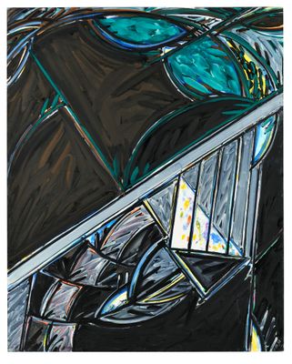 Jacques POLI (1938-2002) Mangeoire et perruche verte et jaun…