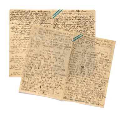 two pages of old paper with handwriting on them
