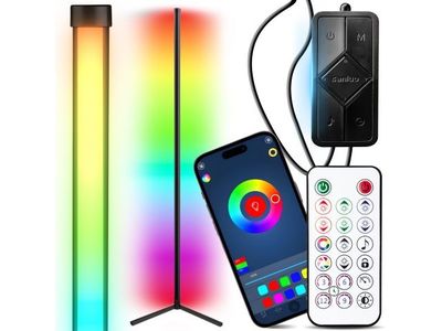 a picture of a remote control, a phone, and a lamp