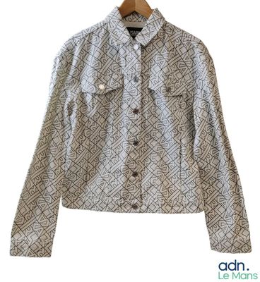 Veste femme en denim monogrammé noir et blanc KARL LAGERFELD…
