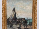 an image of a painting of a group of people on a beach