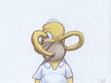 dessin humoristique représentant un homme avec un beignet dans la bouche
