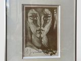 drawing of a woman ' s face with a cigarette in her mouth
