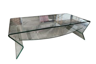 a glass table with a glass top on a white background