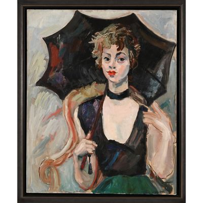 VAN HECKE Arthur. (1924-2003). « Femme à l’ombrelle ». - Photo 1