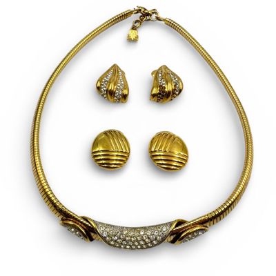 LANVIN Lot comprenant : - Collier ras-de-cou à maille tuboga…