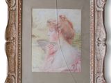 painting of a woman in a pink dress holding a kite