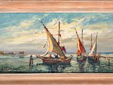 a painting of a sailboat on the water