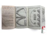 an open book with a drawing of a bridge on it