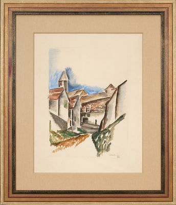 une image représentant une aquarelle illustrant une scène de vie à la ferme